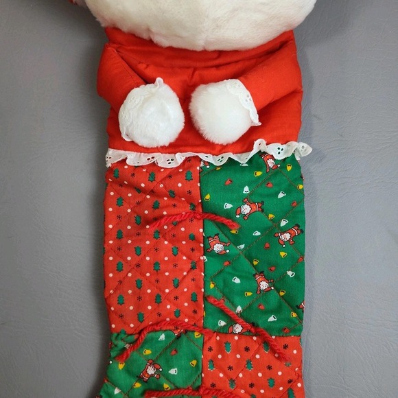 Vintage SMITHY Plush White Bear Quilted Christmas Stocking 3D & Santa Hat 22" - Picture 3 of 16